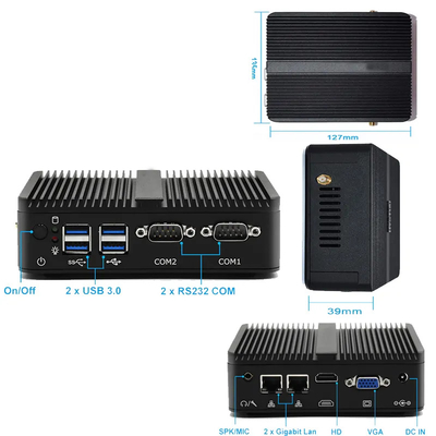 Fanless Industrial Desktop Mini Computers PC J4125 N5105 8GB RAM